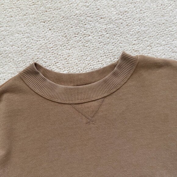 Aerie Oversized Tan Washed Sweatshirt Crewneck Slouchy Cozy Womens Size S Boho - Picture 3 of 8